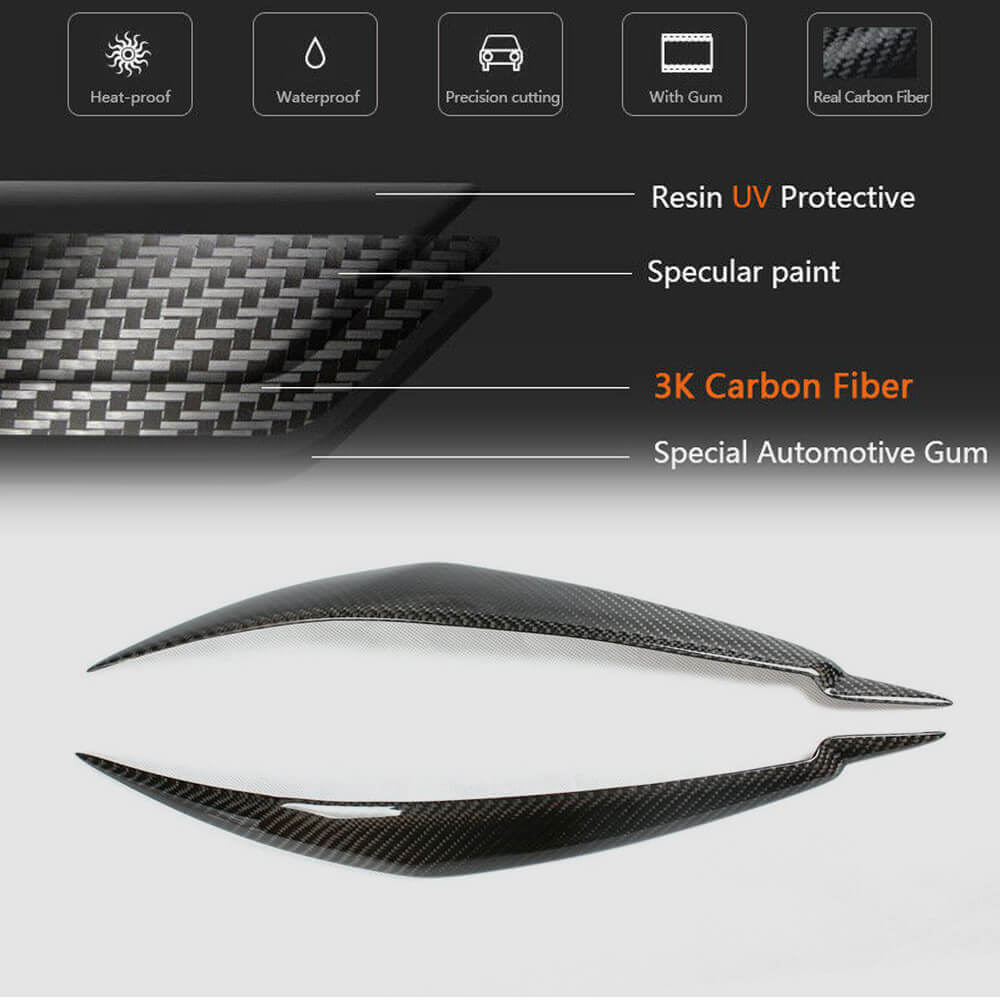 BMW X6 E71 X6M 2008-2014 Headlight Eyebrows Lamp Eyelids Carbon Fiber-Ahacarbon