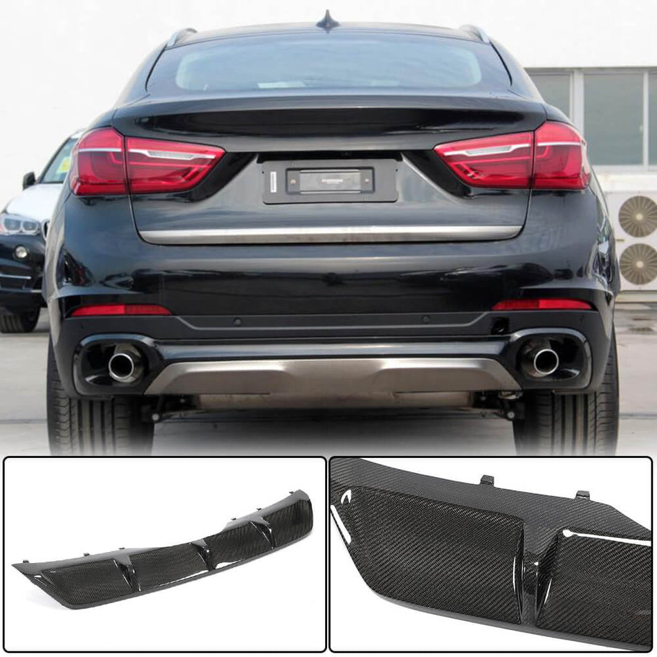 BMW X6 F16 Base 2015-2019 Rear Bumper Diffuser Carbon Fiber-Ahacarbon
