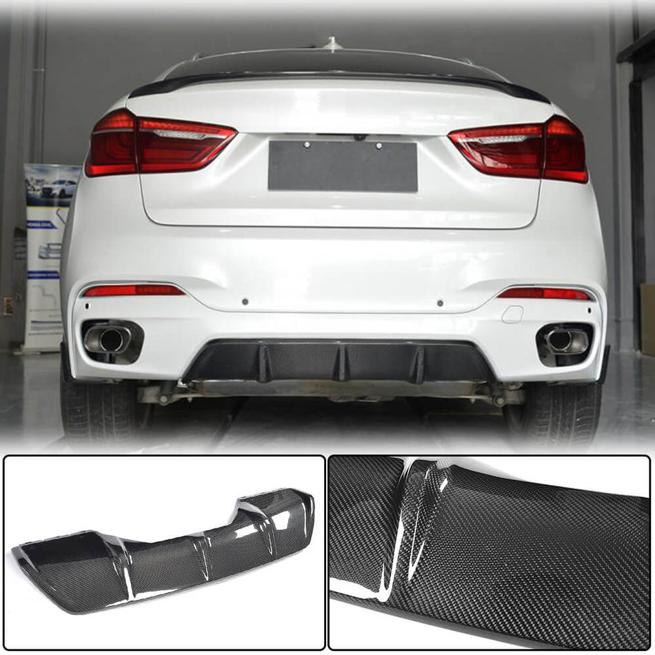 BMW X6 F16 M Sport Sport Utility 2015-2019 Rear Bumper Diffuser Carbon Fiber-Ahacarbon