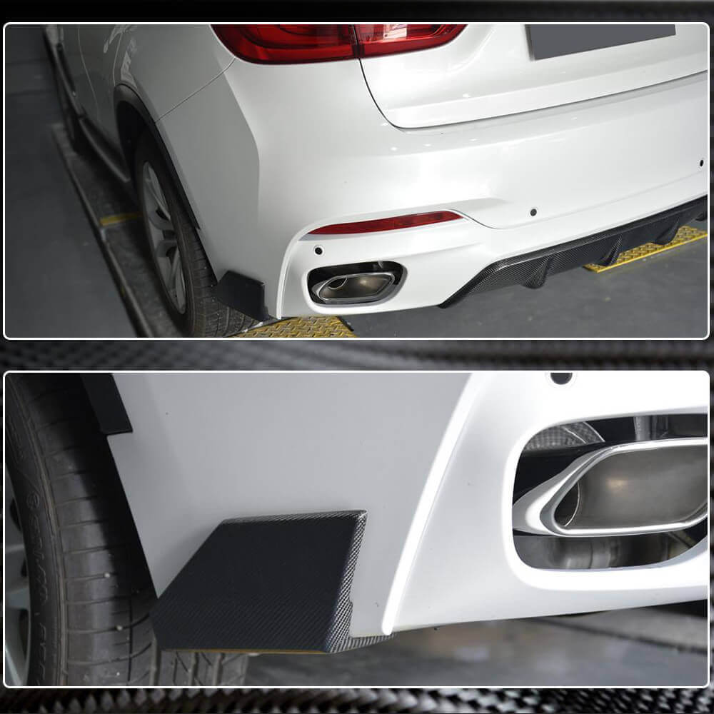 BMW X6 F16 M Sport 2015-2019 Rear Bumper Splitters Carbon Fiber-Ahacarbon