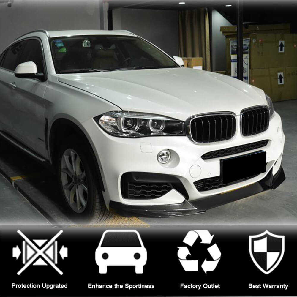 BMW X6 F16 M Sport 2015-2019 Front Bumper Lip Carbon Fiber-Ahacarbon