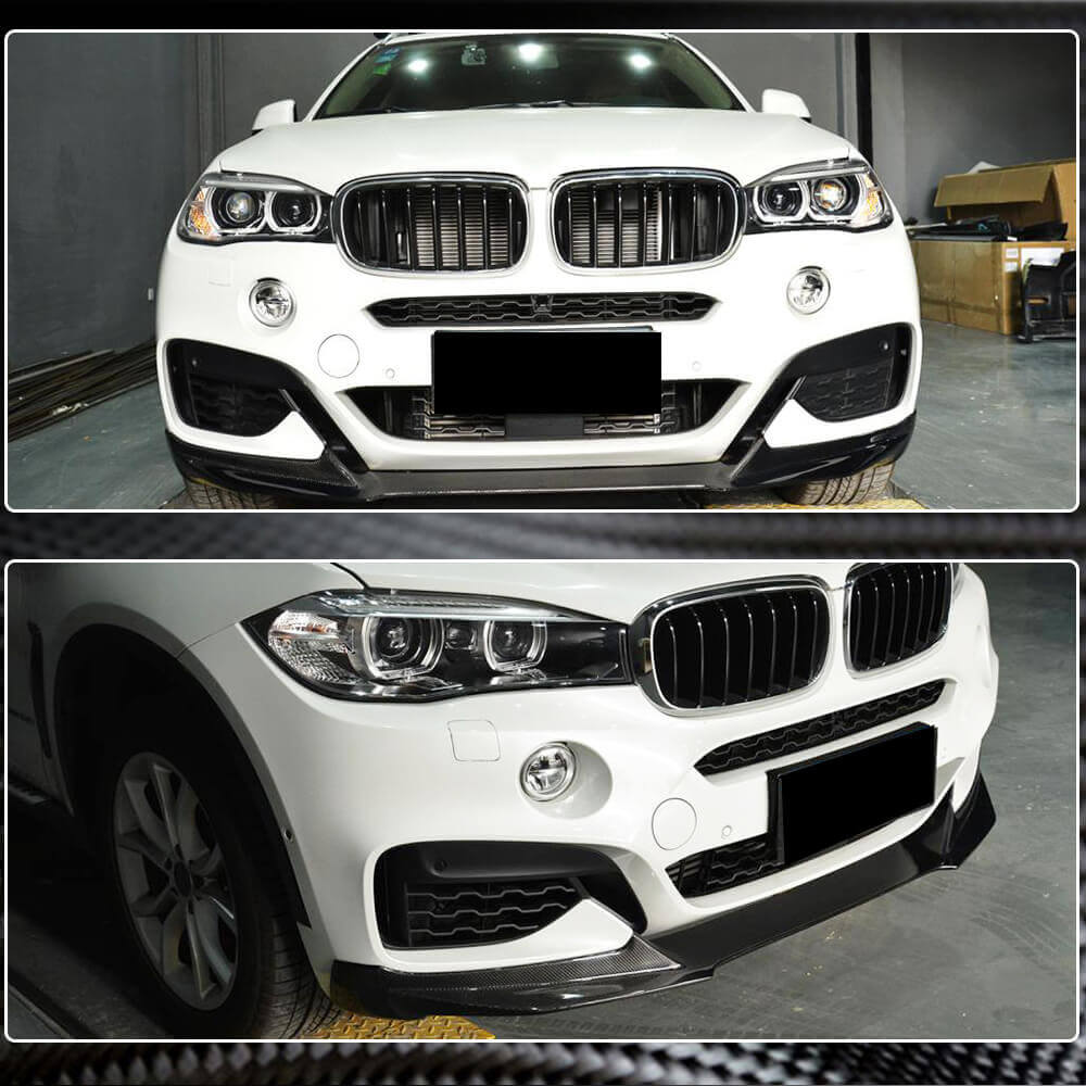 BMW X6 F16 M Sport 2015-2019 Front Bumper Lip Carbon Fiber-Ahacarbon