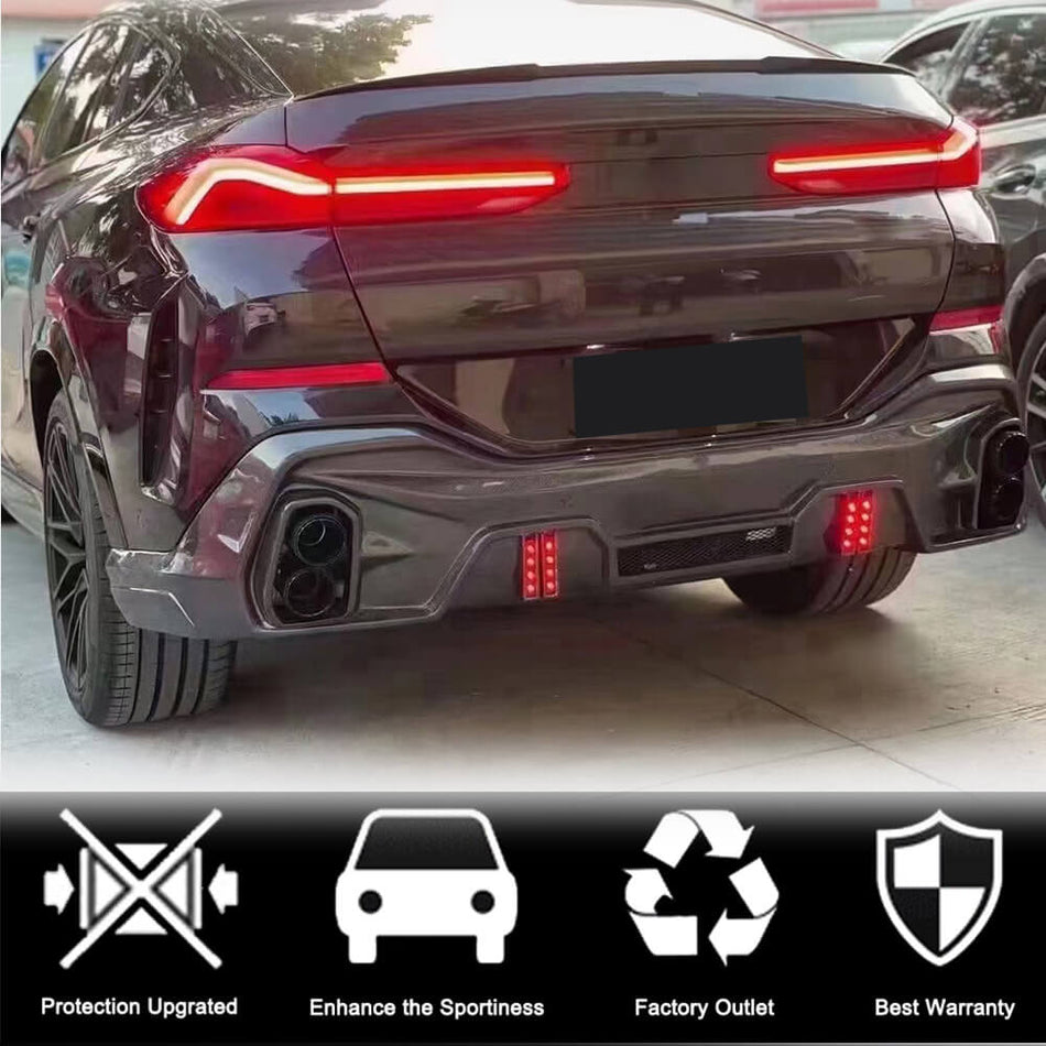 BMW X6 G06 2020-2024 Rear Bumper Diffuser Carbon Fiber-Ahacarbon