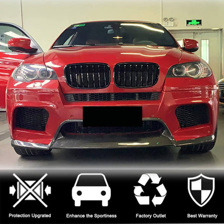 BMW X6M E71 2009-2014 Front Bumper Lip Carbon Fiber-Ahacarbon