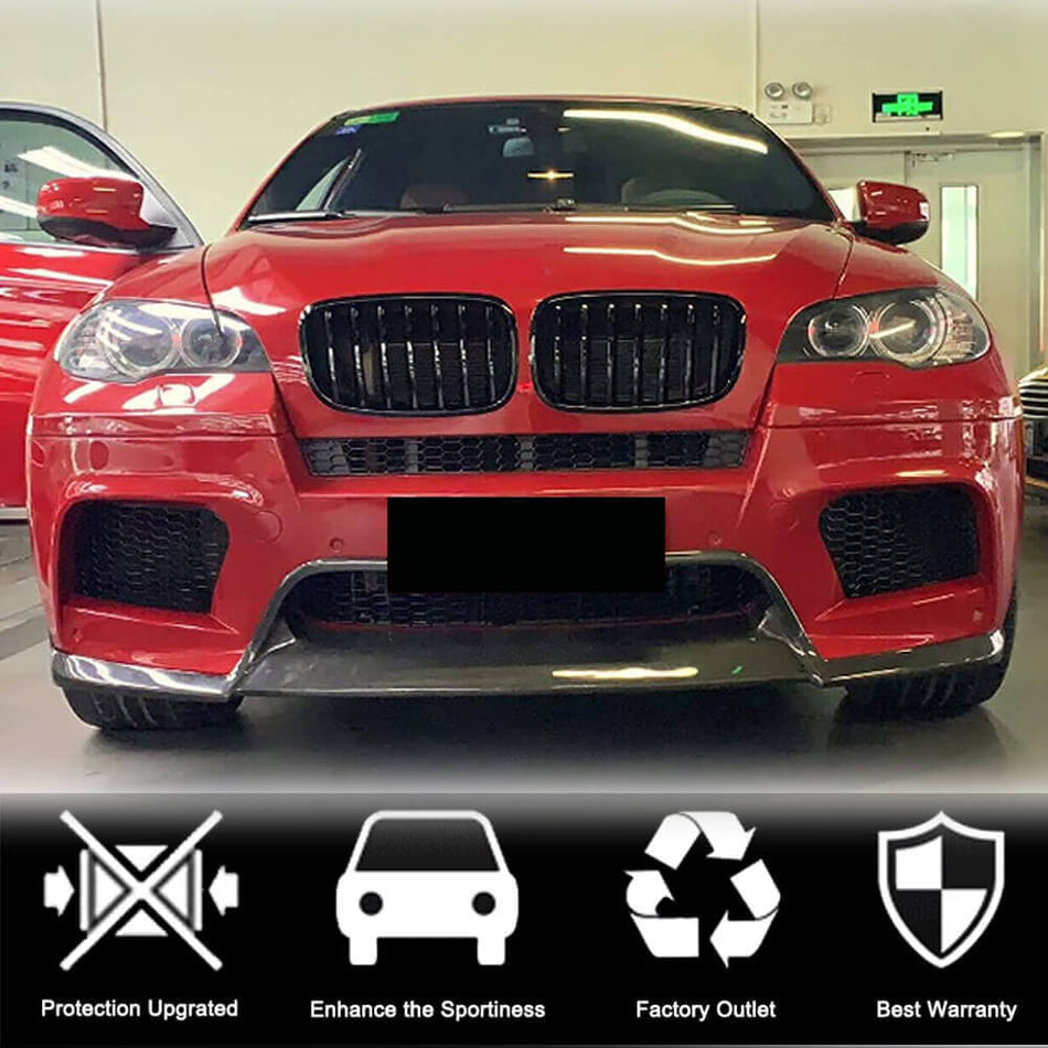 BMW X6M E71 2009-2014 Front Bumper Lip Carbon Fiber-Ahacarbon