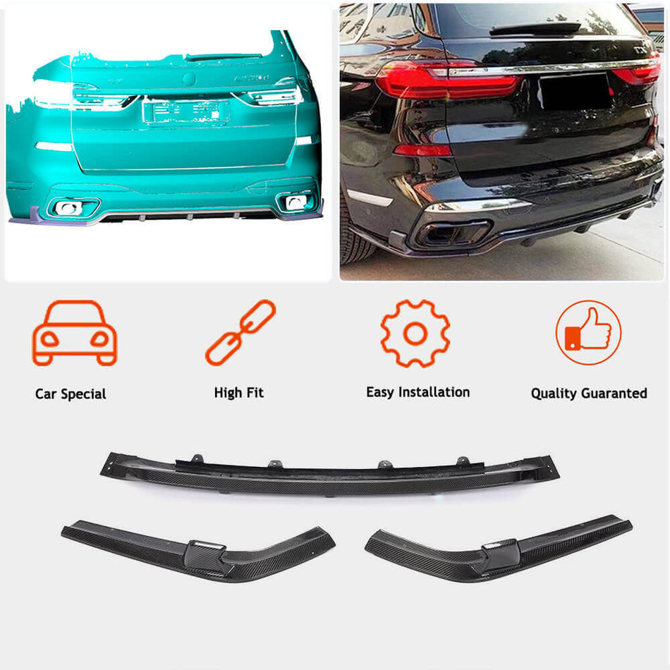 BMW X7 G07 M Sport M50i Rear Bumper Diffuser Carbon Fiber-Ahacarbon