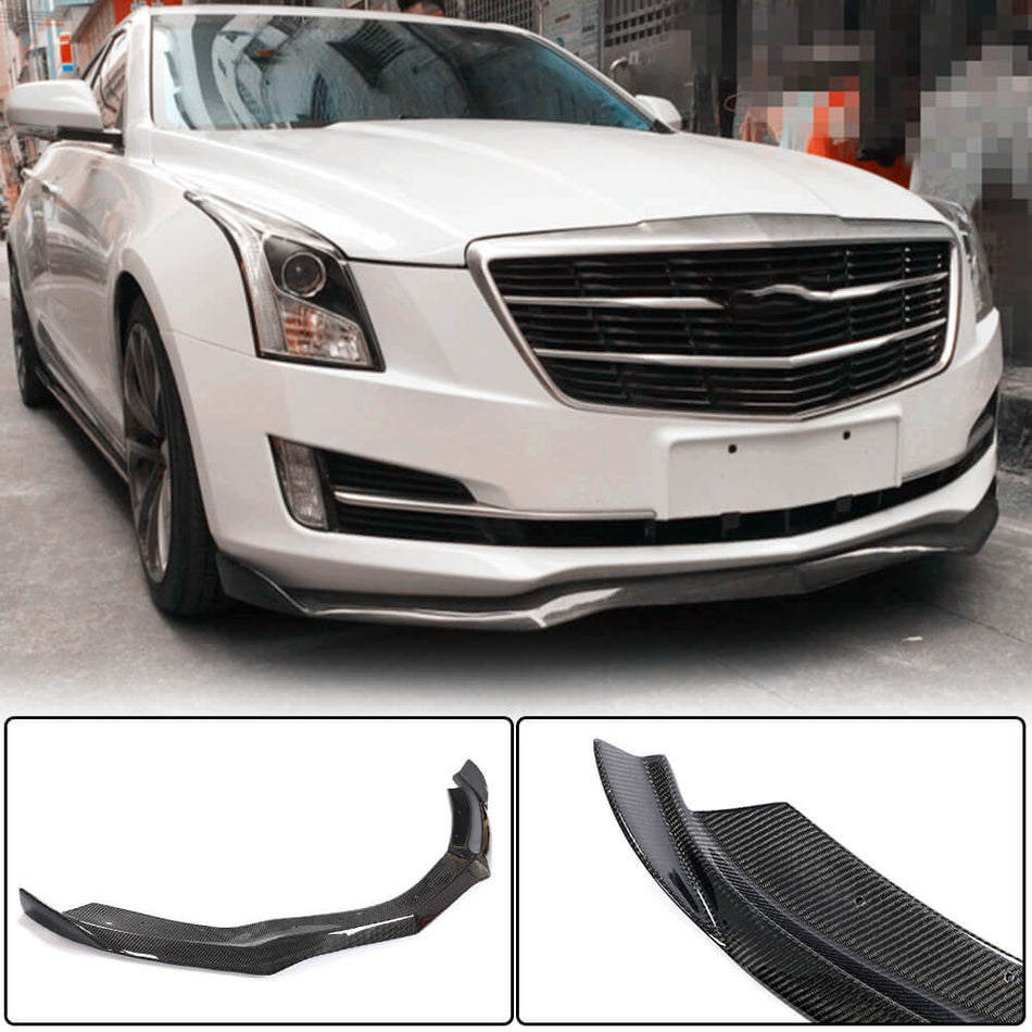 Cadillac ATS Base 2013-2019 Front Bumper Lip Carbon Fiber-Ahacarbon