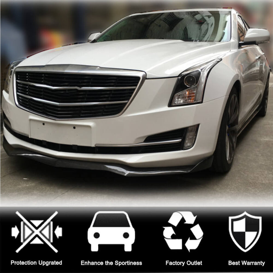 Cadillac ATS Base 2013-2019 Front Bumper Lip Carbon Fiber-Ahacarbon