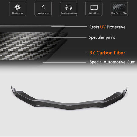 Cadillac ATS Base 2013-2019 Front Bumper Lip Carbon Fiber-Ahacarbon