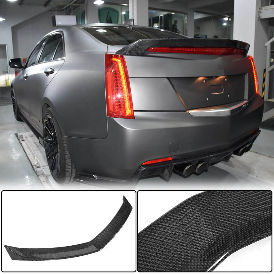 Cadillac ATS Sedan 2013-2019 Rear Trunk Spoiler Carbon Fiber-Ahacarbon