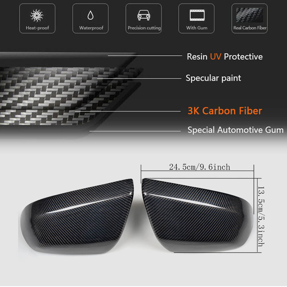 Cadillac ATS Sedan 2013-2019 Mirror Covers Carbon Fiber-Ahacarbon