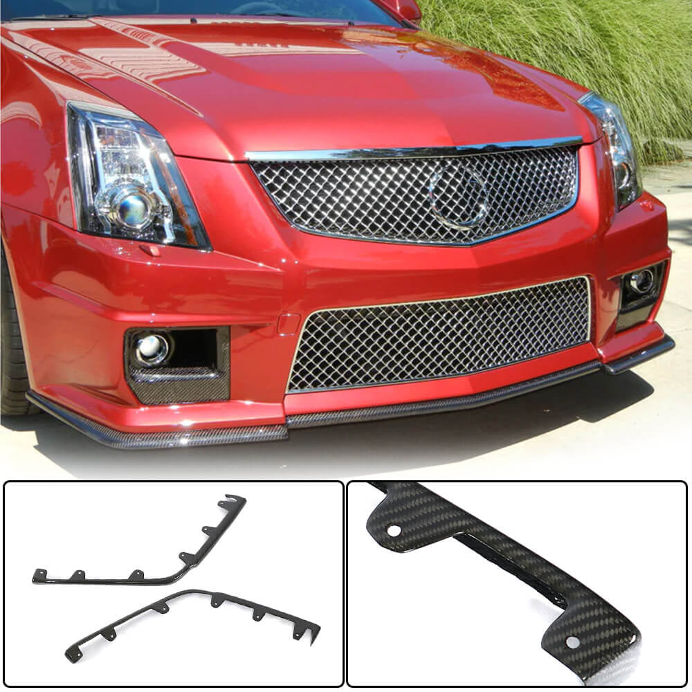 Cadillac CTS V Coupe Sedan 2009-2015 Front Bumper Splitters Carbon Fiber-Ahacarbon