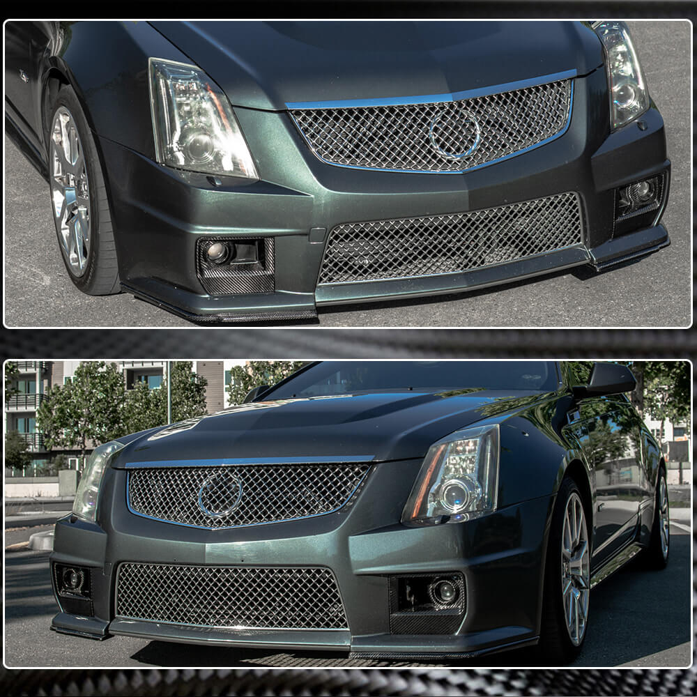 Cadillac CTS V Coupe Sedan 2009-2015 Front Bumper Splitters Carbon Fiber-Ahacarbon