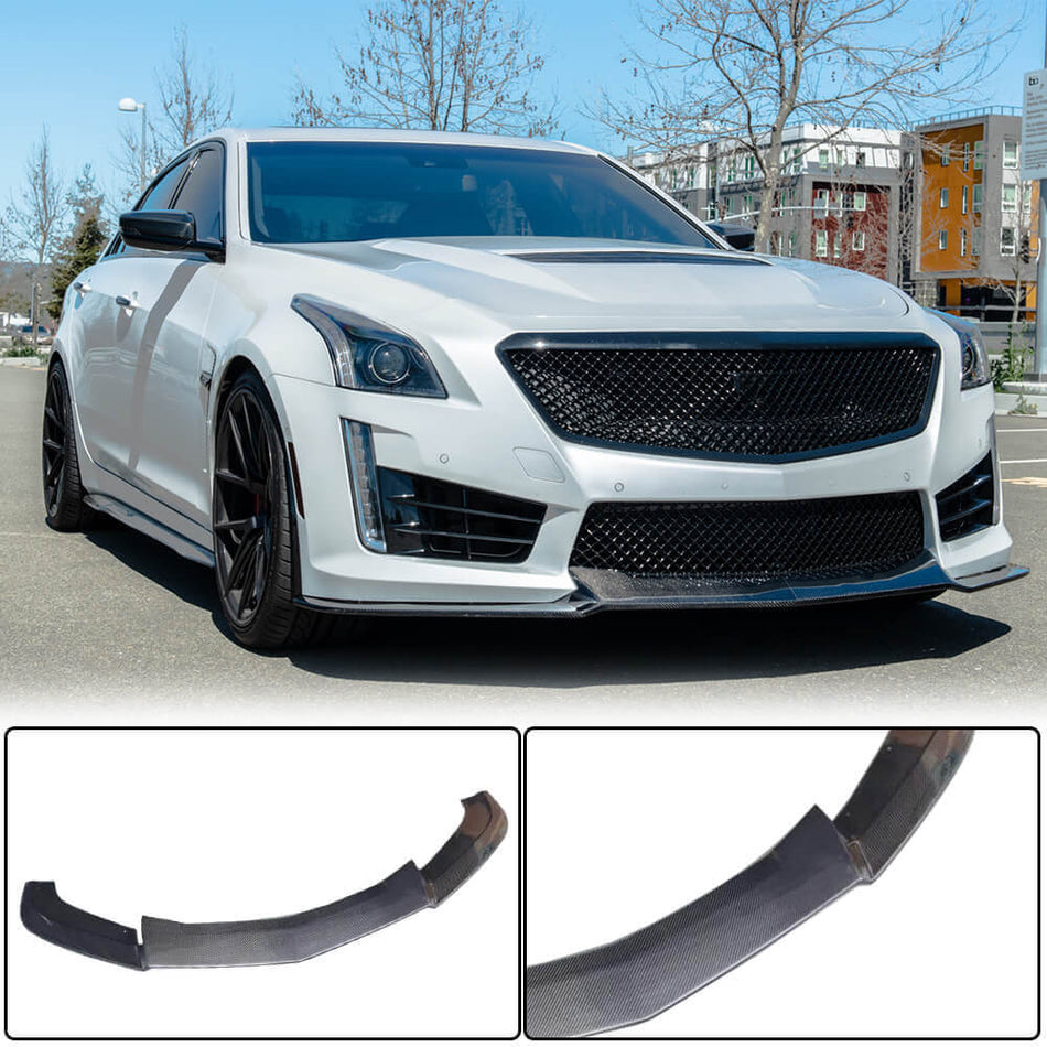 Cadillac CTS-V Sedan 2016-2019 Front Bumper Lip Carbon Fiber-Ahacarbon