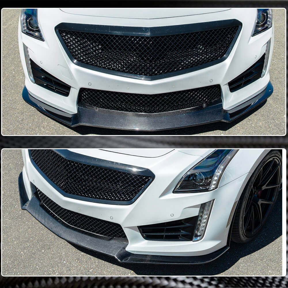 Cadillac CTS-V Sedan 2016-2019 Front Bumper Lip Carbon Fiber-Ahacarbon