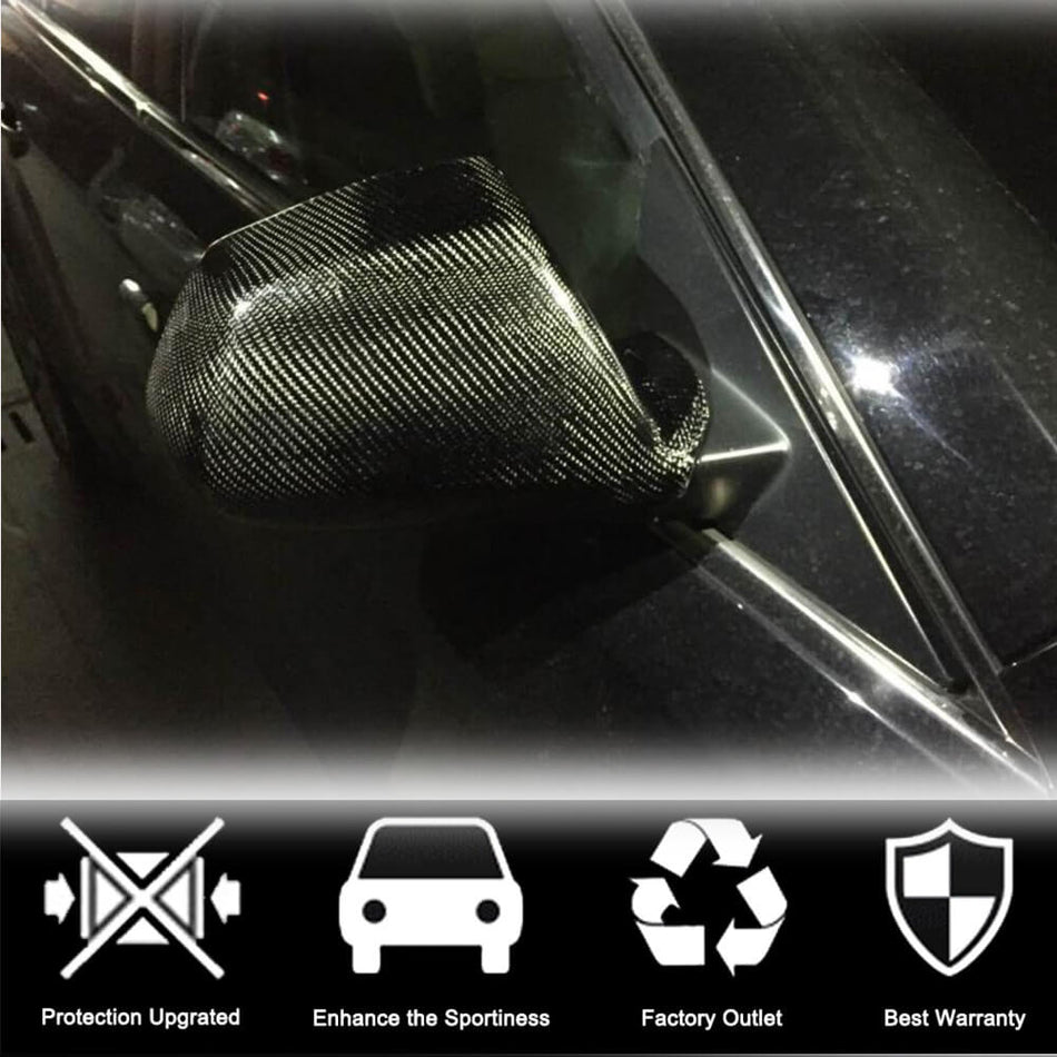 Cadillac CTS Coupe 2009-2014 Mirror Covers Add-on Style Dry Carbon Fiber-Ahacarbon