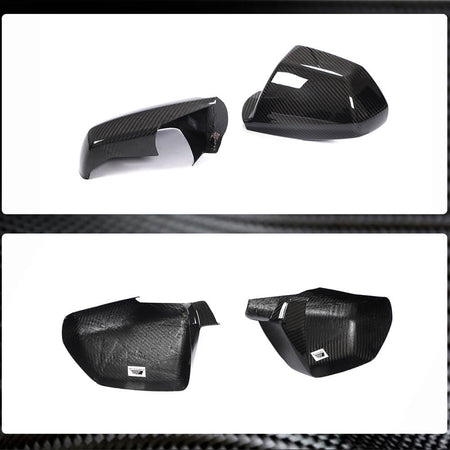 Cadillac CTS Coupe 2009-2014 Mirror Covers Add-on Style Dry Carbon Fiber-Ahacarbon