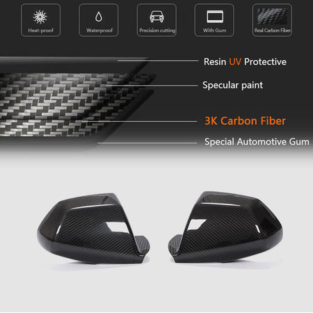 Cadillac CTS Coupe 2009-2014 Mirror Covers Add-on Style Dry Carbon Fiber-Ahacarbon