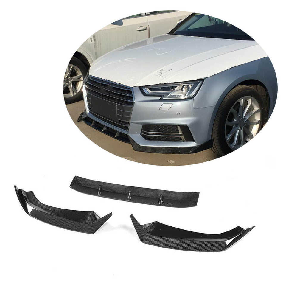 Audi S4 A4 Sline B9 Sedan 2017-2020 Front Bumper Lip Carbon Fiber-Ahacarbon