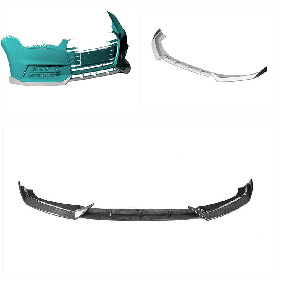 Audi S4 A4 Sline B9 Sedan 2017-2020 Front Bumper Lip Carbon Fiber-Ahacarbon