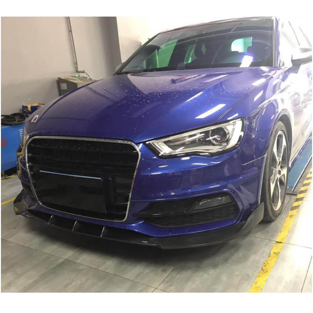 Audi S3 A3 Sline 8V Hatchback 2014-2016 Front Bumper Lip Carbon Fiber-Ahacarbon