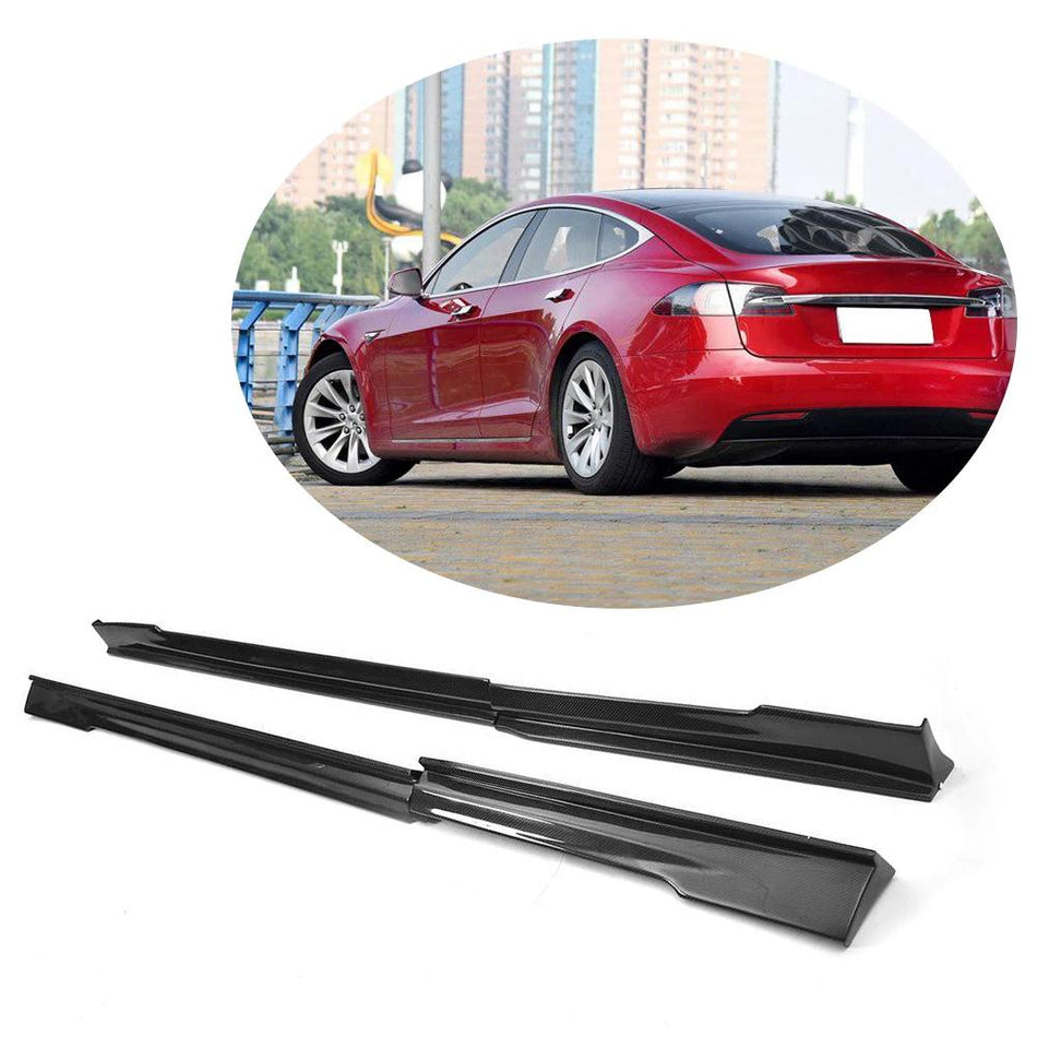 Tesla Model S 2014-2020 Side Skirts Carbon Fiber-Ahacarbon