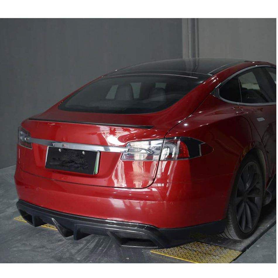 Tesla Model S 2012-2015 Rear Bumper Diffuser Carbon Fiber-Ahacarbon