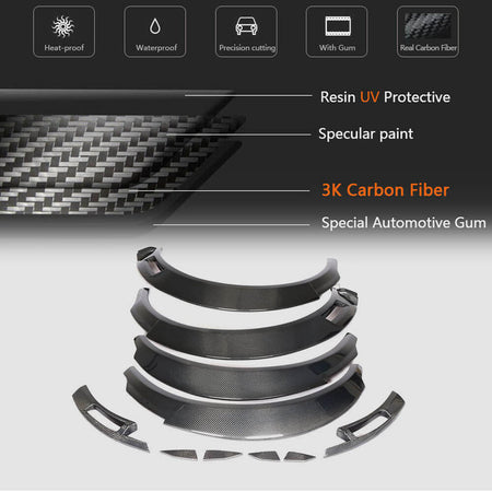 Chevrolet Camaro LT RS SS LS ZLI 2016-2019 Wheel Eyebrow Arch Trims Carbon Fiber-Ahacarbon