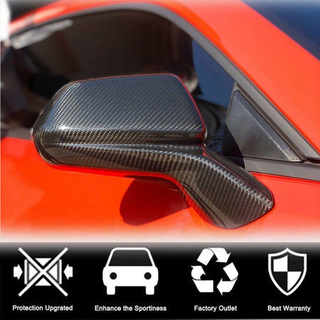 Chevrolet Camaro 2016-2019 Mirror Covers Add-on Dry Carbon Fiber-Ahacarbon