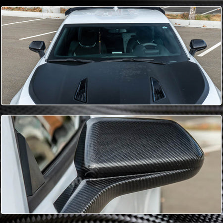 Chevrolet Camaro 2016-2019 Mirror Covers Add-on Dry Carbon Fiber-Ahacarbon