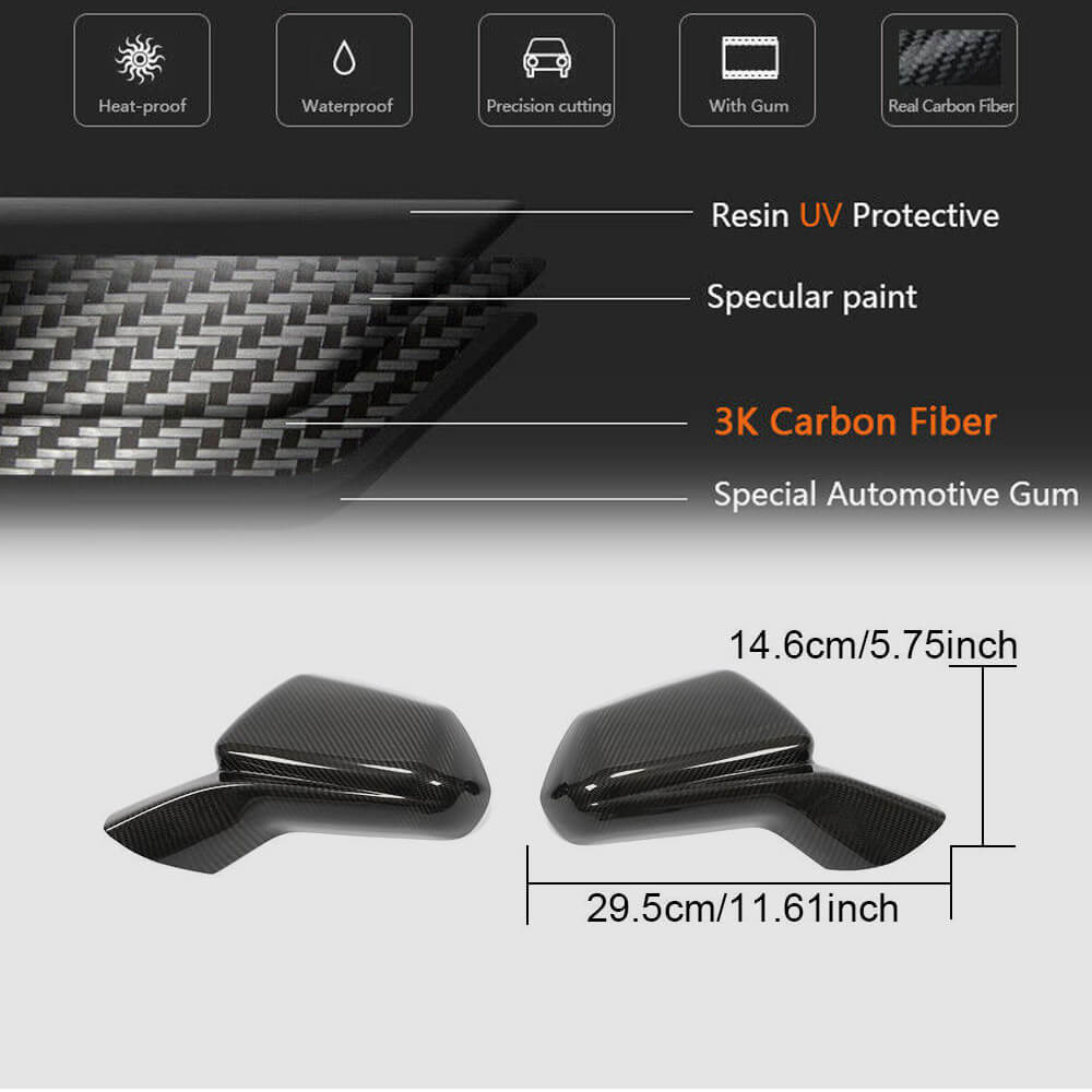 Chevrolet Camaro 2016-2019 Mirror Covers Add-on Dry Carbon Fiber-Ahacarbon