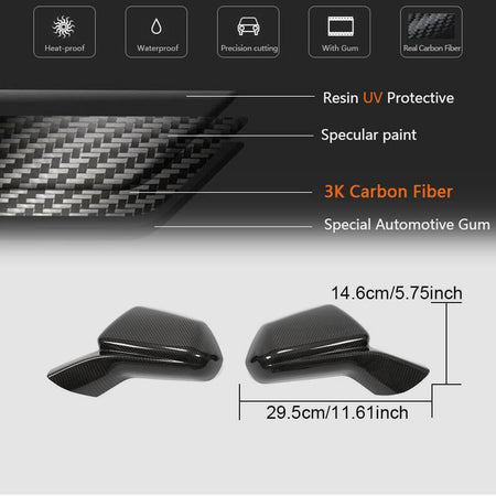 Chevrolet Camaro 2016-2019 Mirror Covers Add-on Dry Carbon Fiber-Ahacarbon