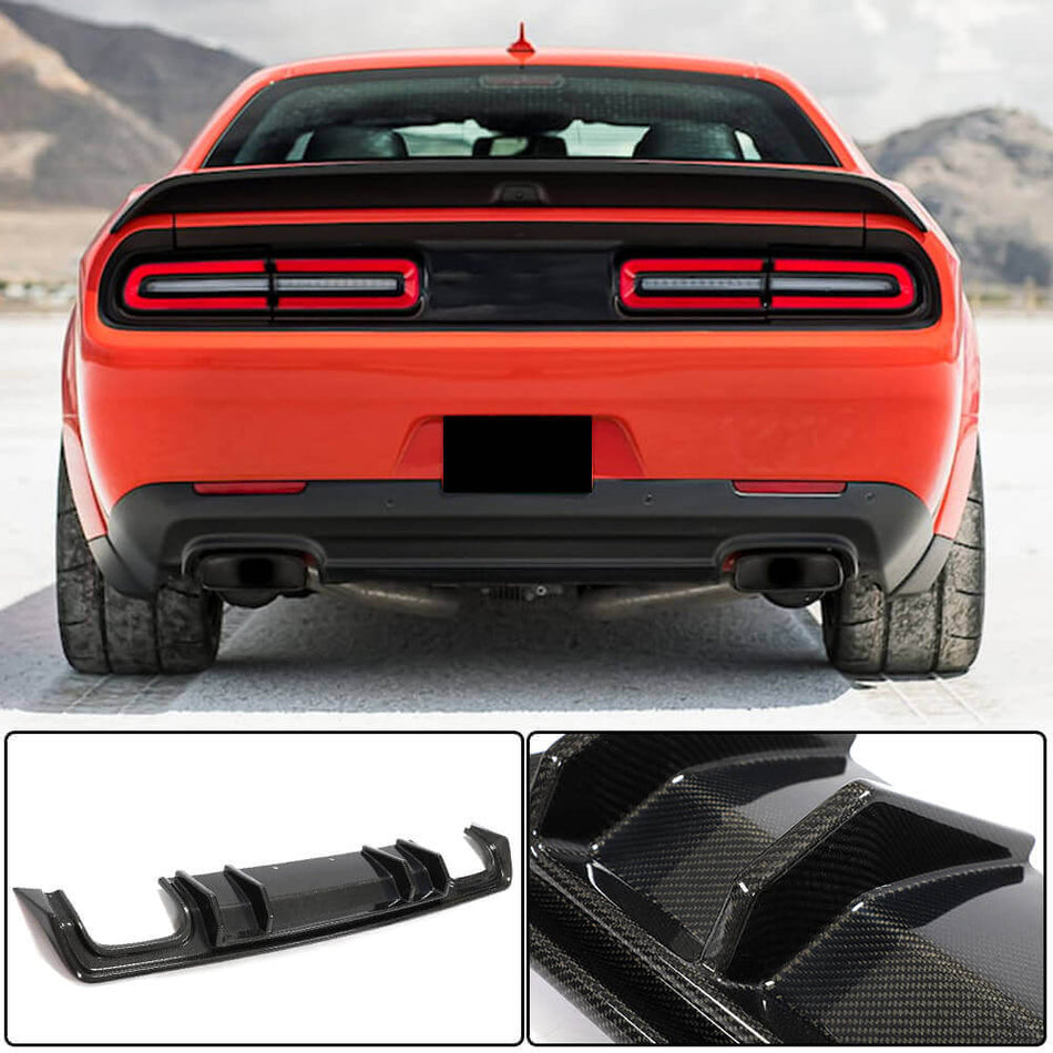 Dodge Challenger 2015-2022 Rear Bumper Diffuser Carbon Fiber-Ahacarbon