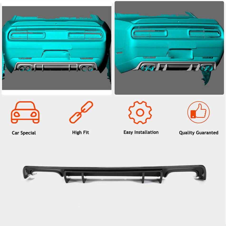Dodge Challenger 2015-2022 Rear Bumper Diffuser Carbon Fiber-Ahacarbon