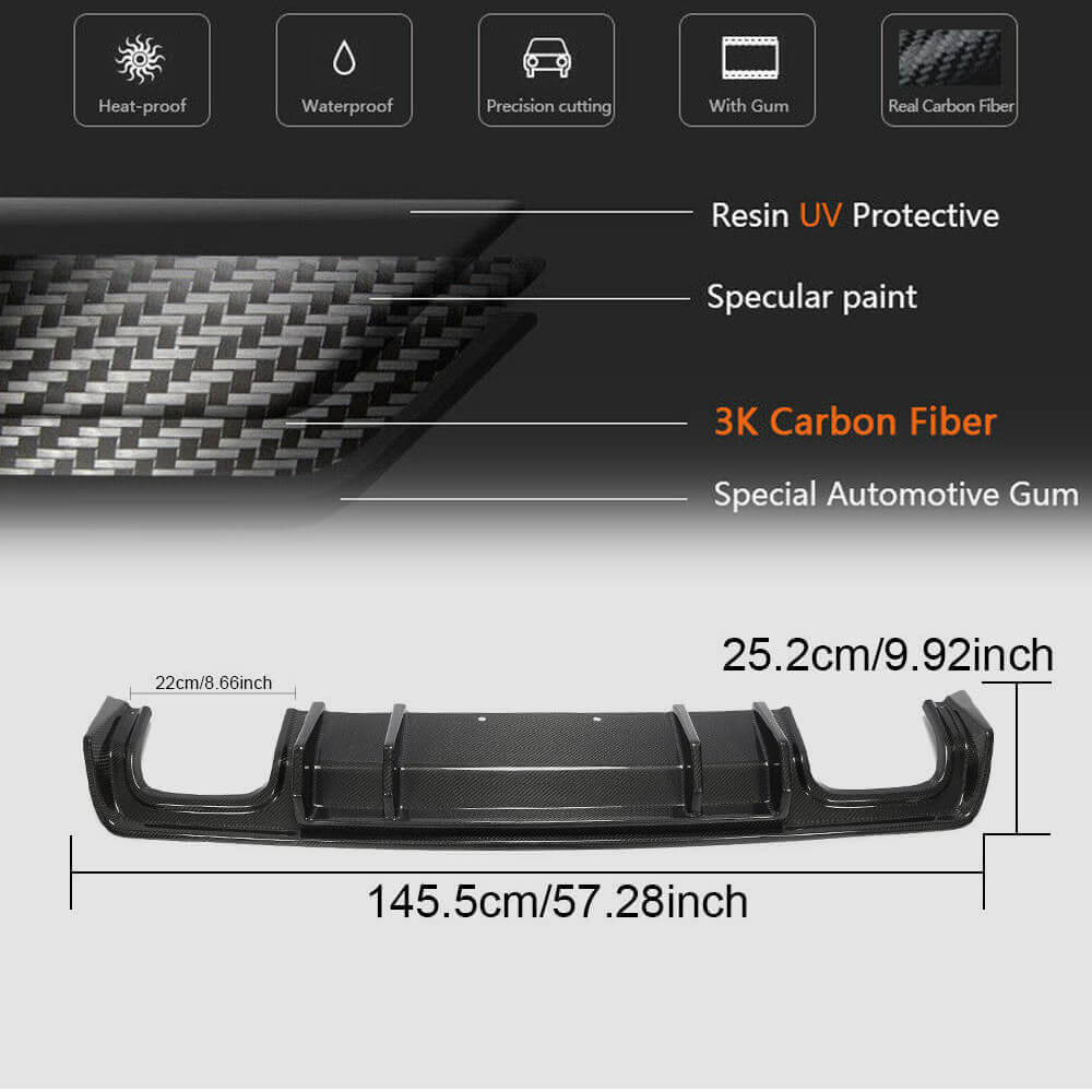 Dodge Challenger 2015-2022 Rear Bumper Diffuser Carbon Fiber-Ahacarbon