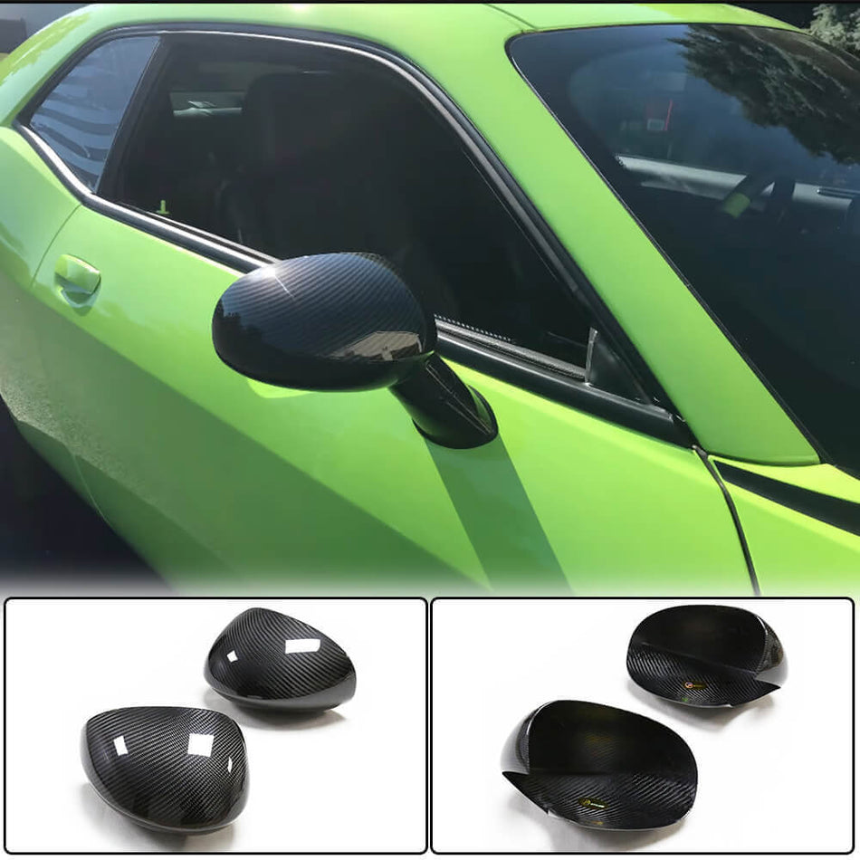 Dodge Challenger 2008-2022 Add-on Mirror Covers Dry Carbon Fiber-Ahacarbon