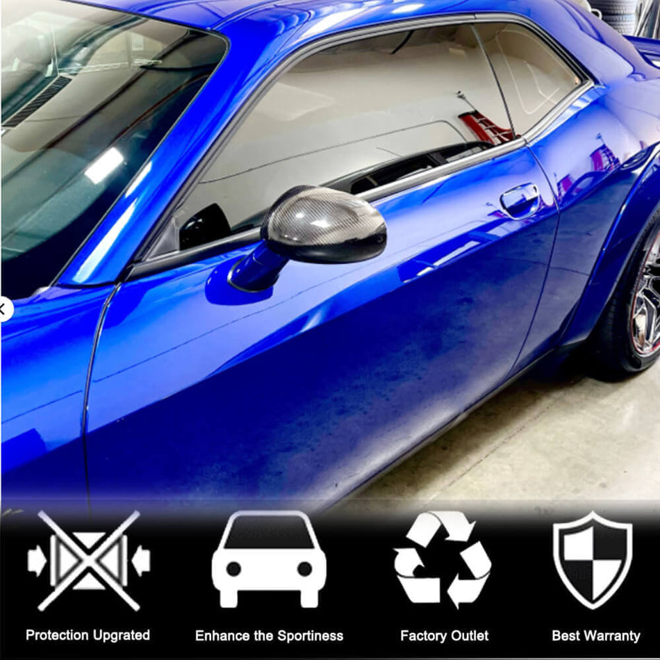 Dodge Challenger 2008-2022 Add-on Mirror Covers Dry Carbon Fiber-Ahacarbon