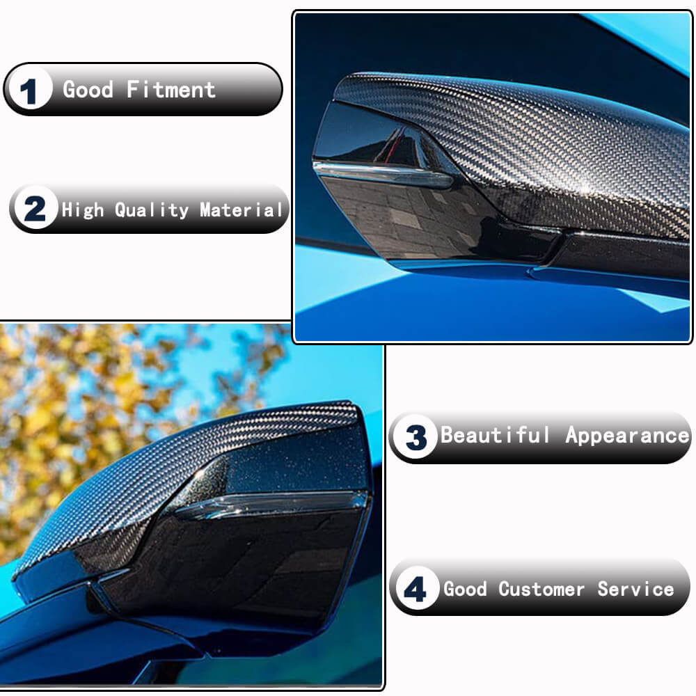 Chevrolet Corvette C8 2-Door 2020-2022 Mirror Covers Add-on Dry Carbon Fiber-Ahacarbon