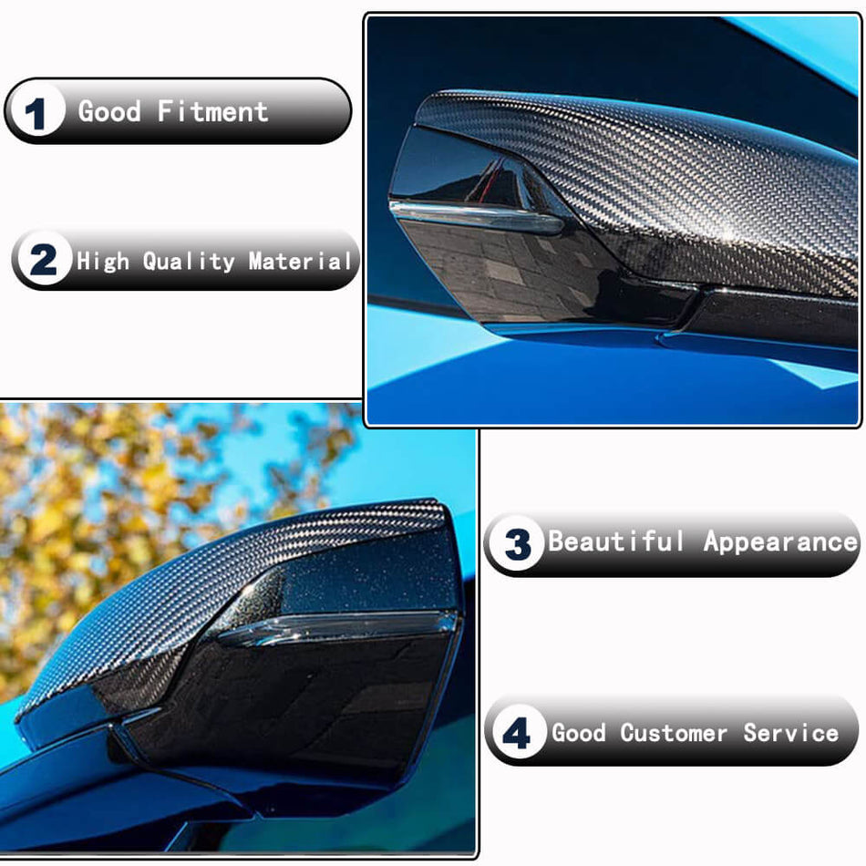 Chevrolet Corvette C8 2-Door 2020-2022 Mirror Covers Add-on Dry Carbon Fiber-Ahacarbon