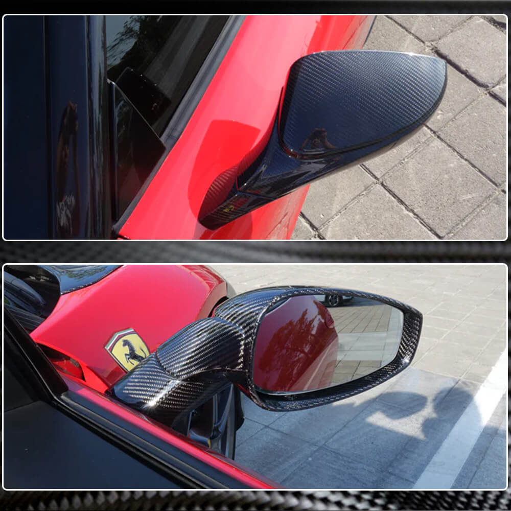 Ferrari 458 2011-2015 Mirror Covers Replacment Style Dry Carbon Fiber-Ahacarbon