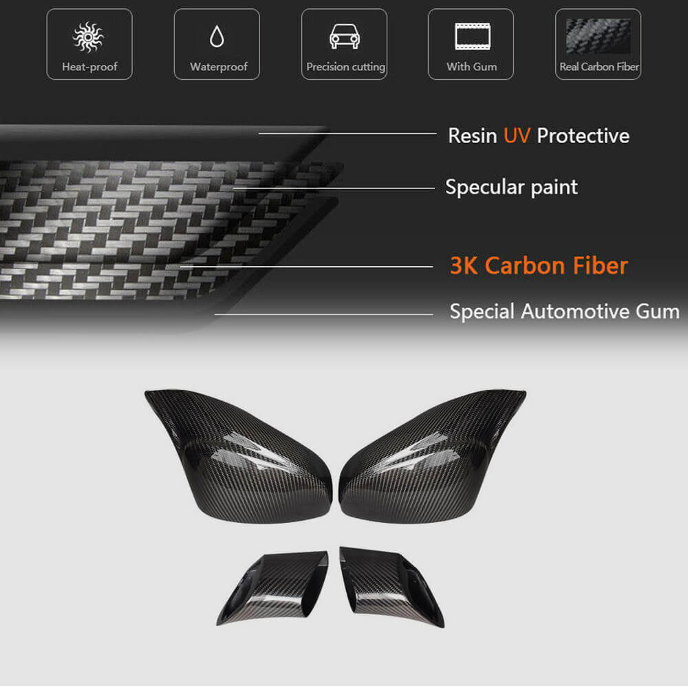 Ferrari 458 2011-2015 Mirror Covers Replacment Style Dry Carbon Fiber-Ahacarbon