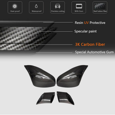 Ferrari 458 2011-2015 Mirror Covers Replacment Style Dry Carbon Fiber-Ahacarbon