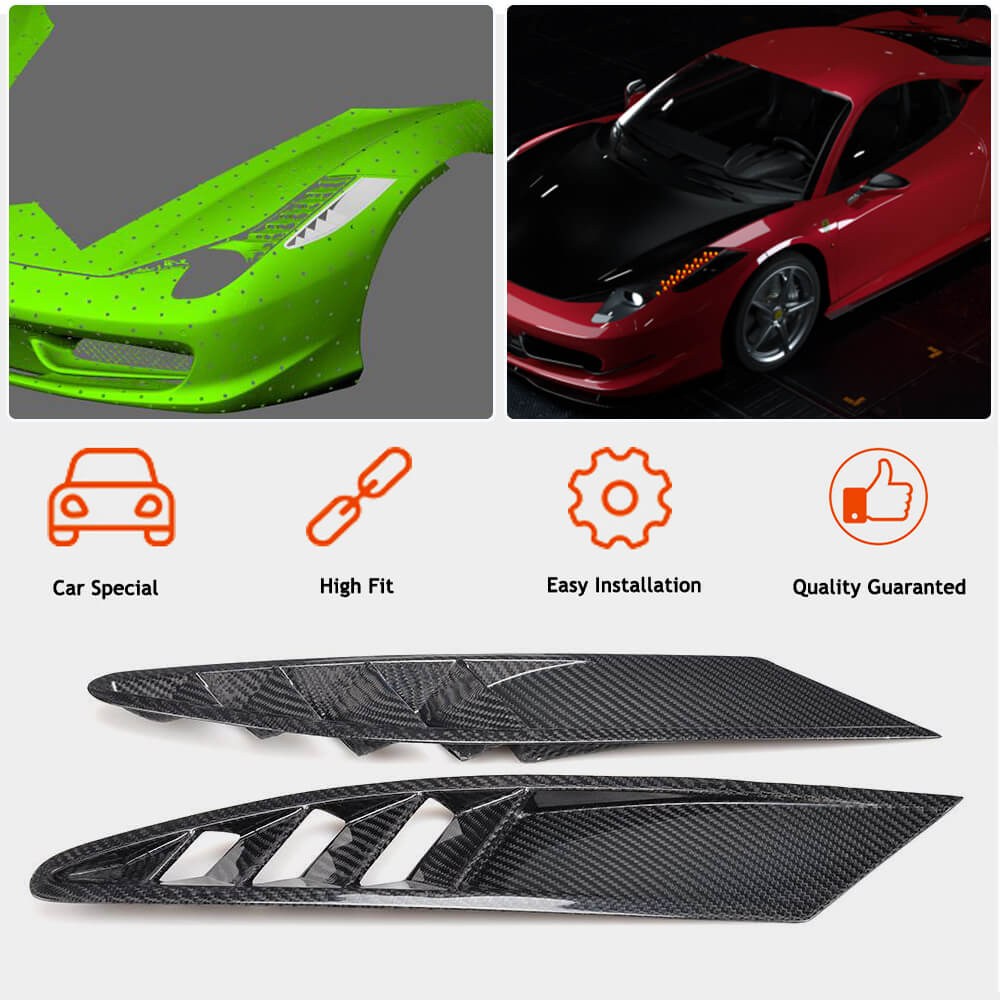 Ferrari 458 Italia Spider 2-Door 2011-2013 Front Bumper Vents Carbon Fiber-Ahacarbon
