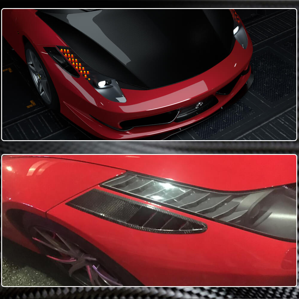 Ferrari 458 Italia Spider 2-Door 2011-2013 Front Bumper Vents Carbon Fiber-Ahacarbon