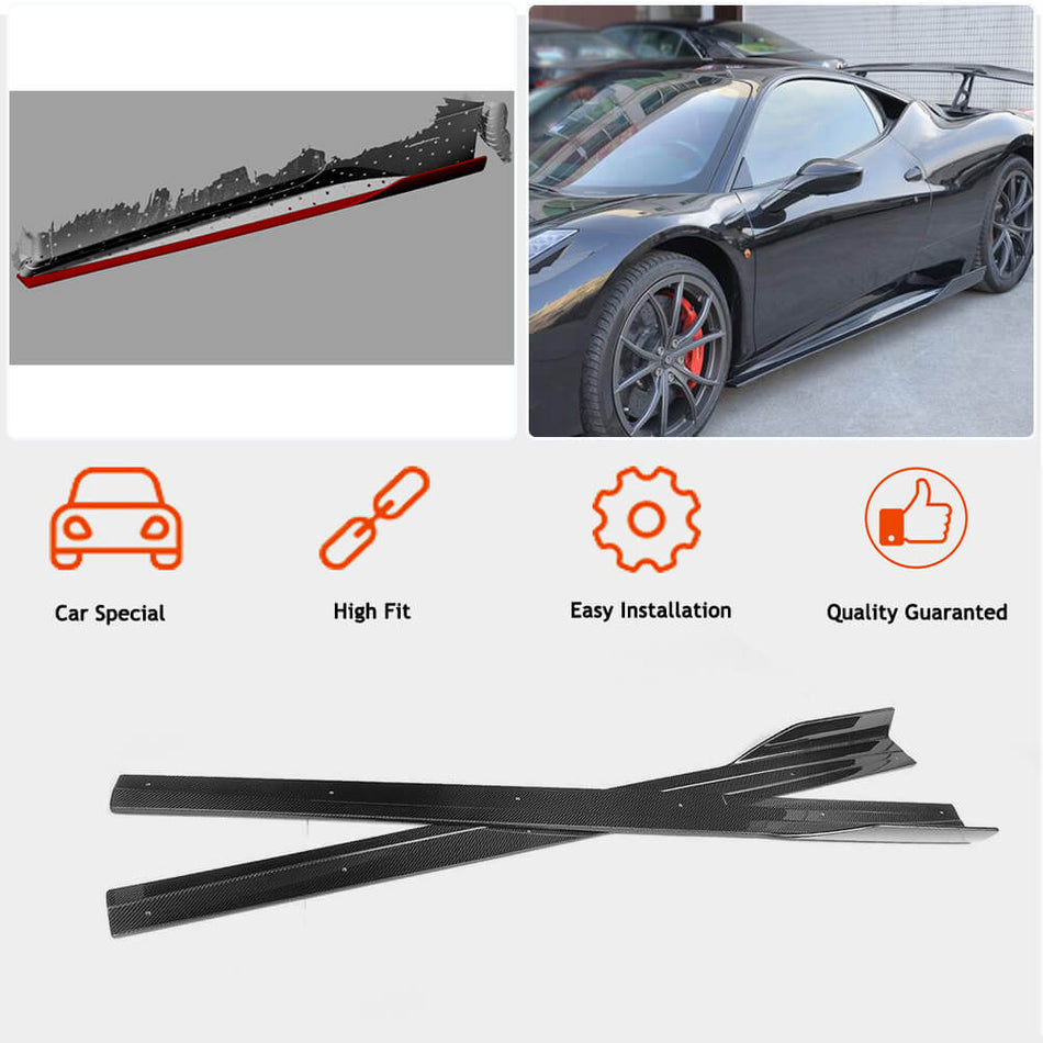 Ferrari 458 Italia Spider 2-Door 2011-2013 Side Skirts Carbon Fiber-Ahacarbon