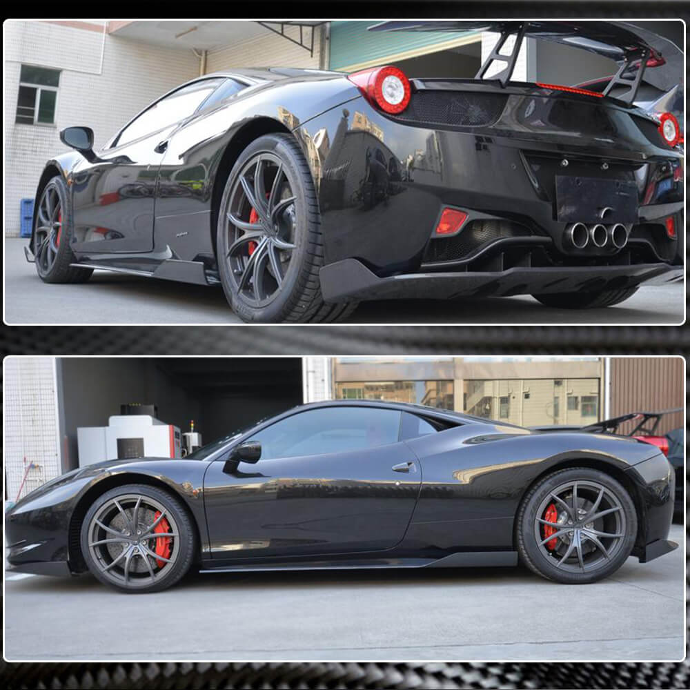 Ferrari 458 Italia Spider 2-Door 2011-2013 Side Skirts Carbon Fiber-Ahacarbon