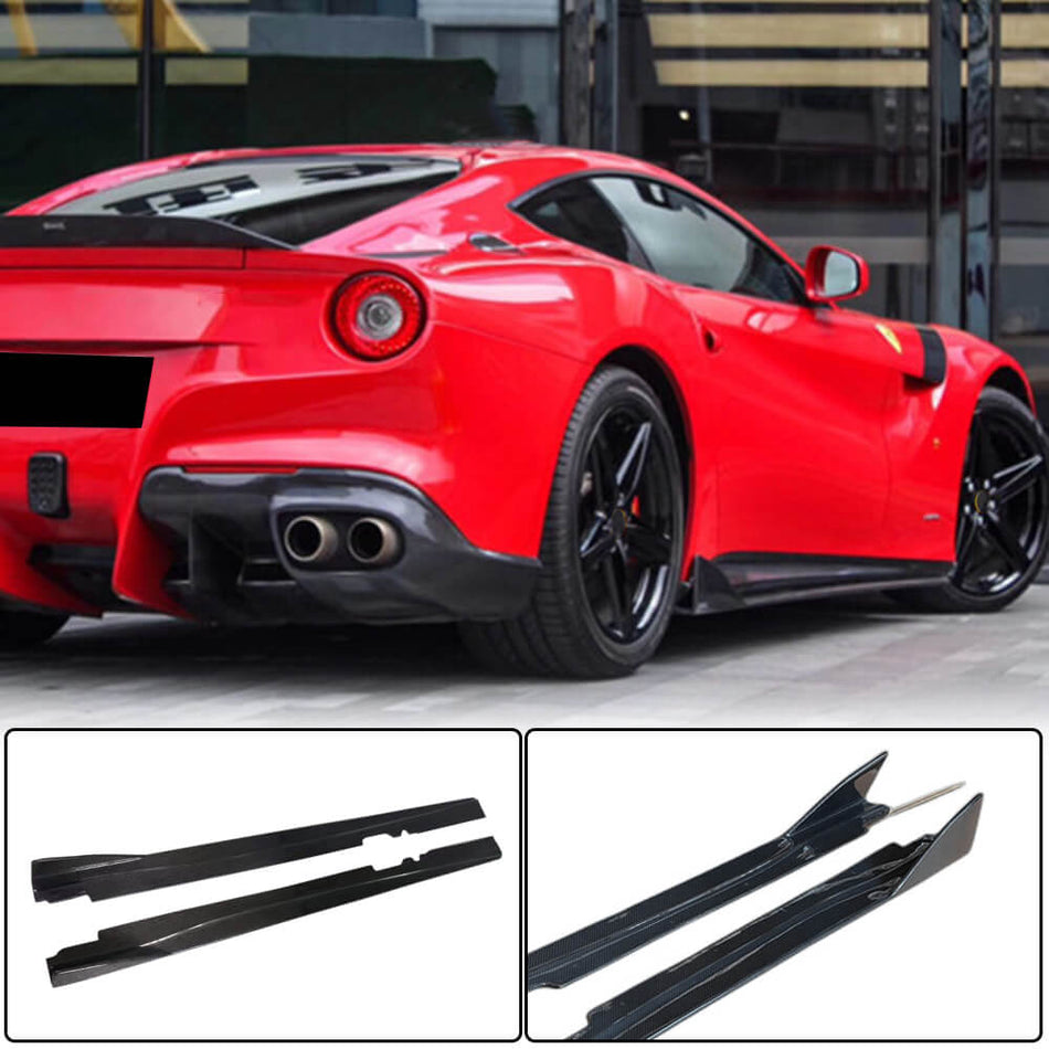 Ferrari F12 Berlinetta 2012-2014 Carbon Fiber Side Skirts Door Rocker Panels Extension Lip-Ahacarbon