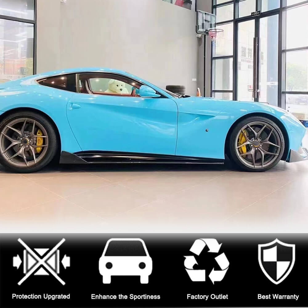 Ferrari F12 Berlinetta 2012-2014 Carbon Fiber Side Skirts Door Rocker Panels Extension Lip-Ahacarbon