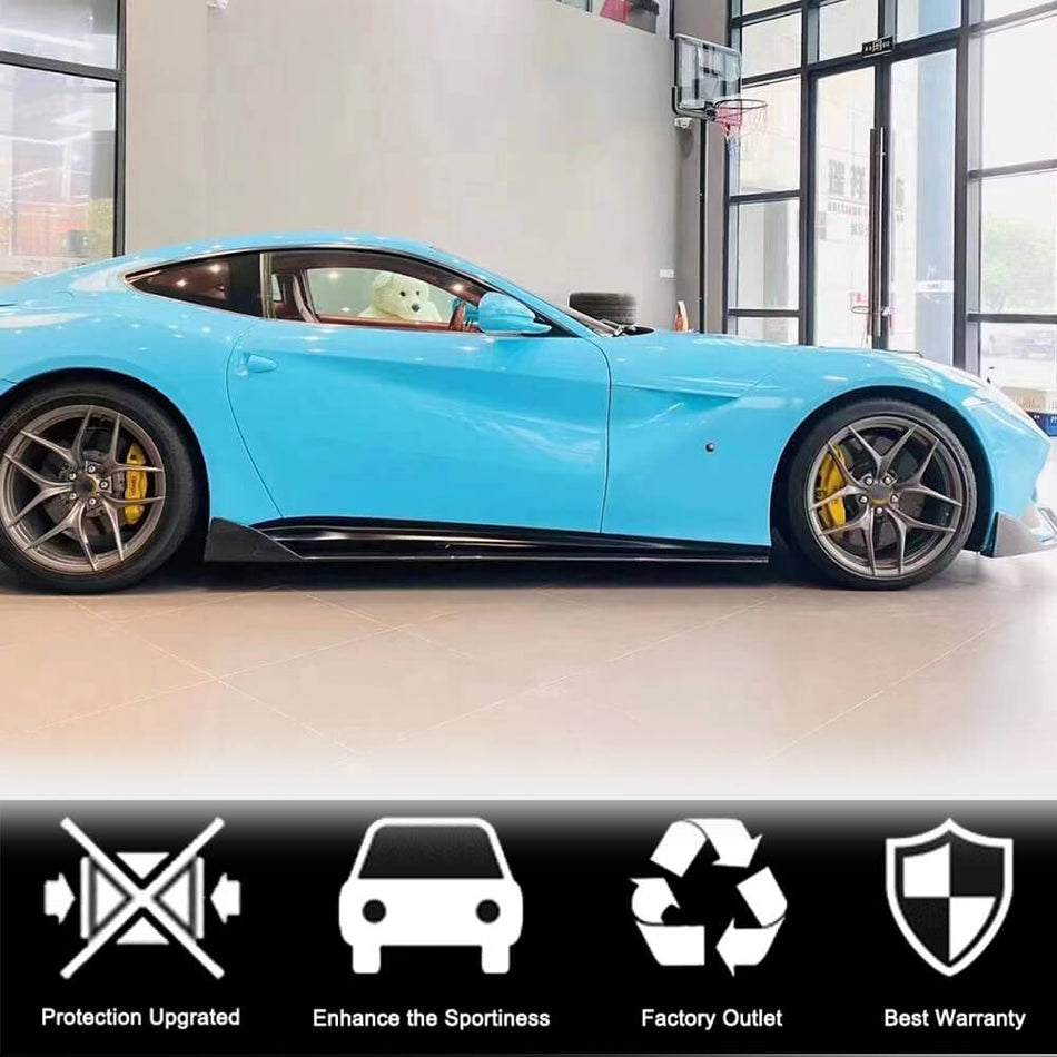 Ferrari F12 Berlinetta 2012-2014 Carbon Fiber Side Skirts Door Rocker Panels Extension Lip-Ahacarbon