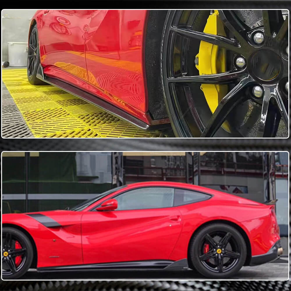 Ferrari F12 Berlinetta 2012-2014 Carbon Fiber Side Skirts Door Rocker Panels Extension Lip-Ahacarbon